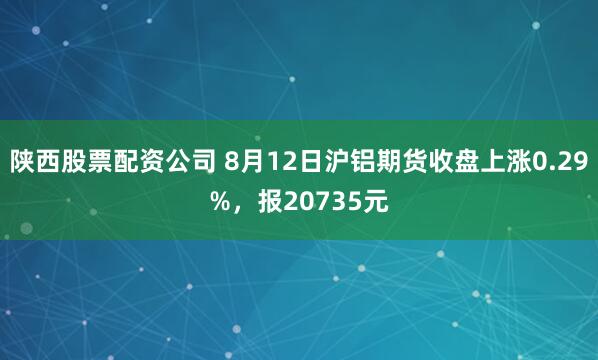 陕西股票配资公司 8月12日沪铝期货收盘上涨0.29%，报20735元